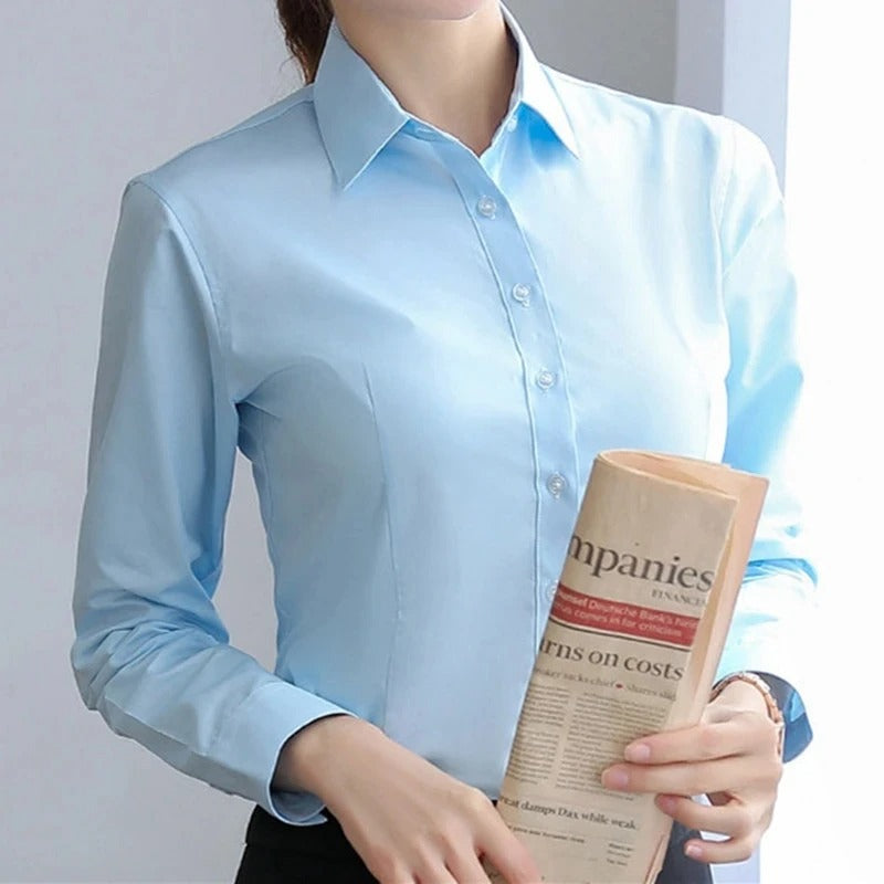 Kvinnor Långärmad Kontorbluse – Elegant &amp; Bekväm
