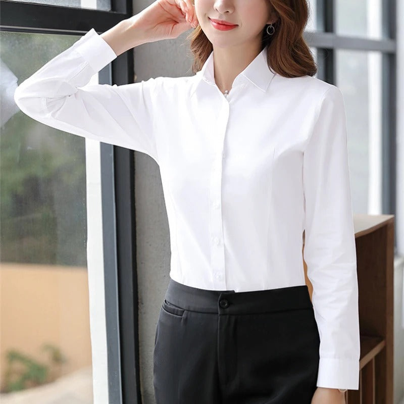 Kvinnor Långärmad Kontorbluse – Elegant &amp; Bekväm
