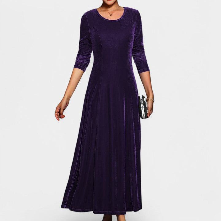 Elegant Midi Klänning för Kvinnor med Långa Ärmar
