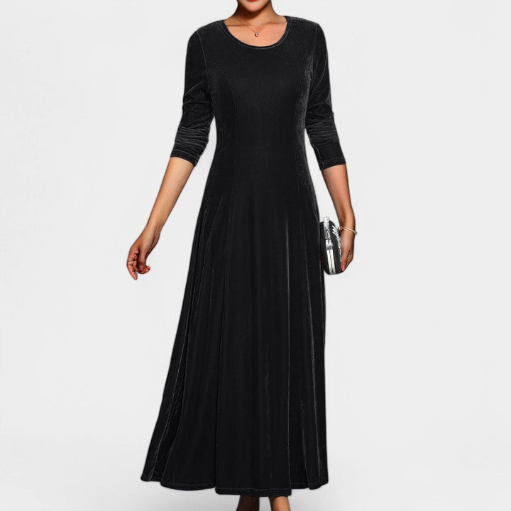 Elegant Midi Klänning för Kvinnor med Långa Ärmar