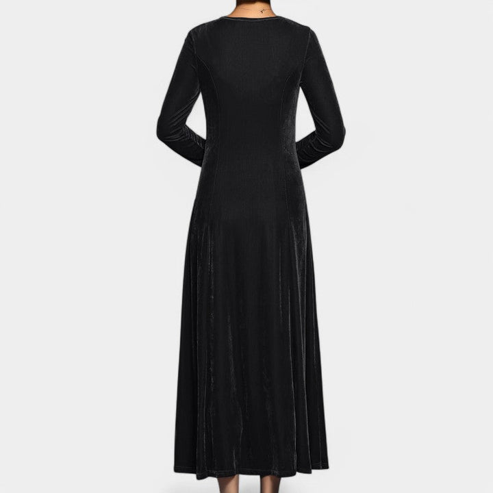 Elegant Midi Klänning för Kvinnor med Långa Ärmar