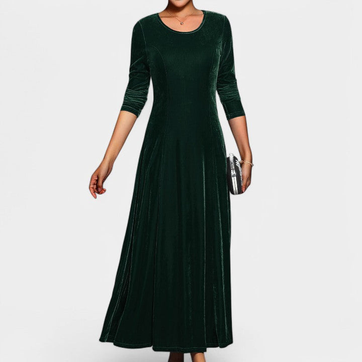 Elegant Midi Klänning för Kvinnor med Långa Ärmar