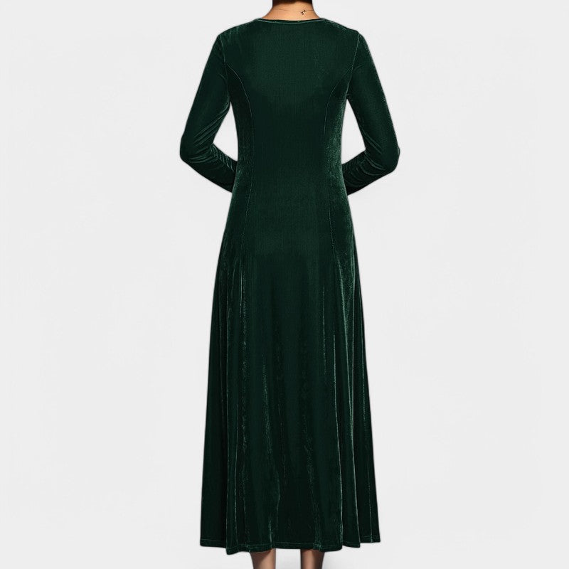 Elegant Midi Klänning för Kvinnor med Långa Ärmar