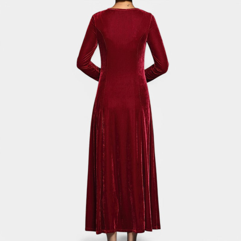 Elegant Midi Klänning för Kvinnor med Långa Ärmar