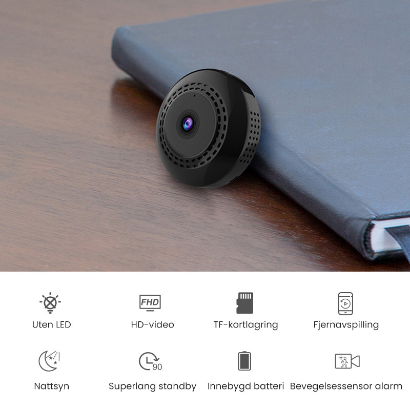 Mini WIFI Kamera med Vidvinkel - Nattvisjon och Magnetisk Base