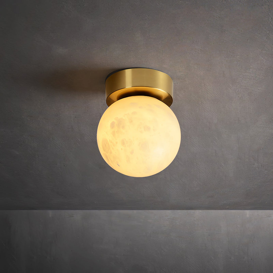 Moon Alabaster Taklampa - Elegant Messing &amp; Alabast Design
