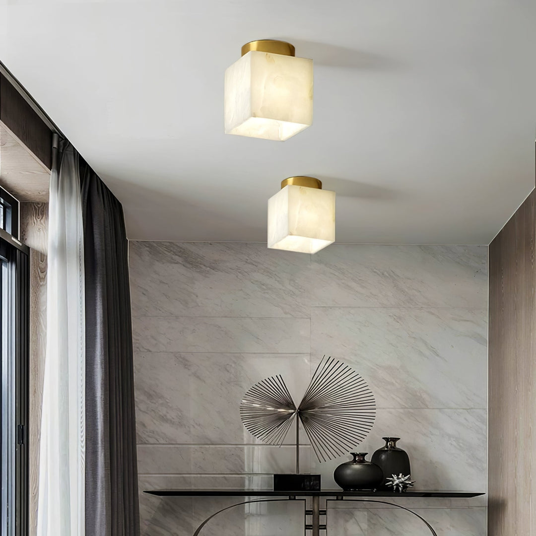 Moon Alabaster Taklampa - Elegant Messing &amp; Alabast Design