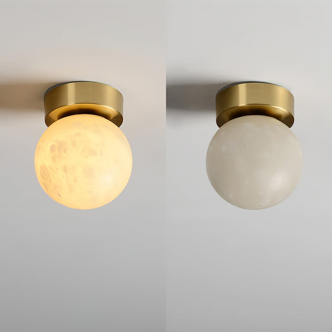 Moon Alabaster Taklampa - Elegant Messing &amp; Alabast Design