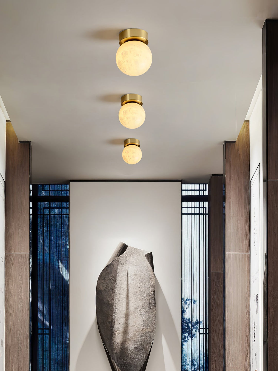 Moon Alabaster Taklampa - Elegant Messing &amp; Alabast Design