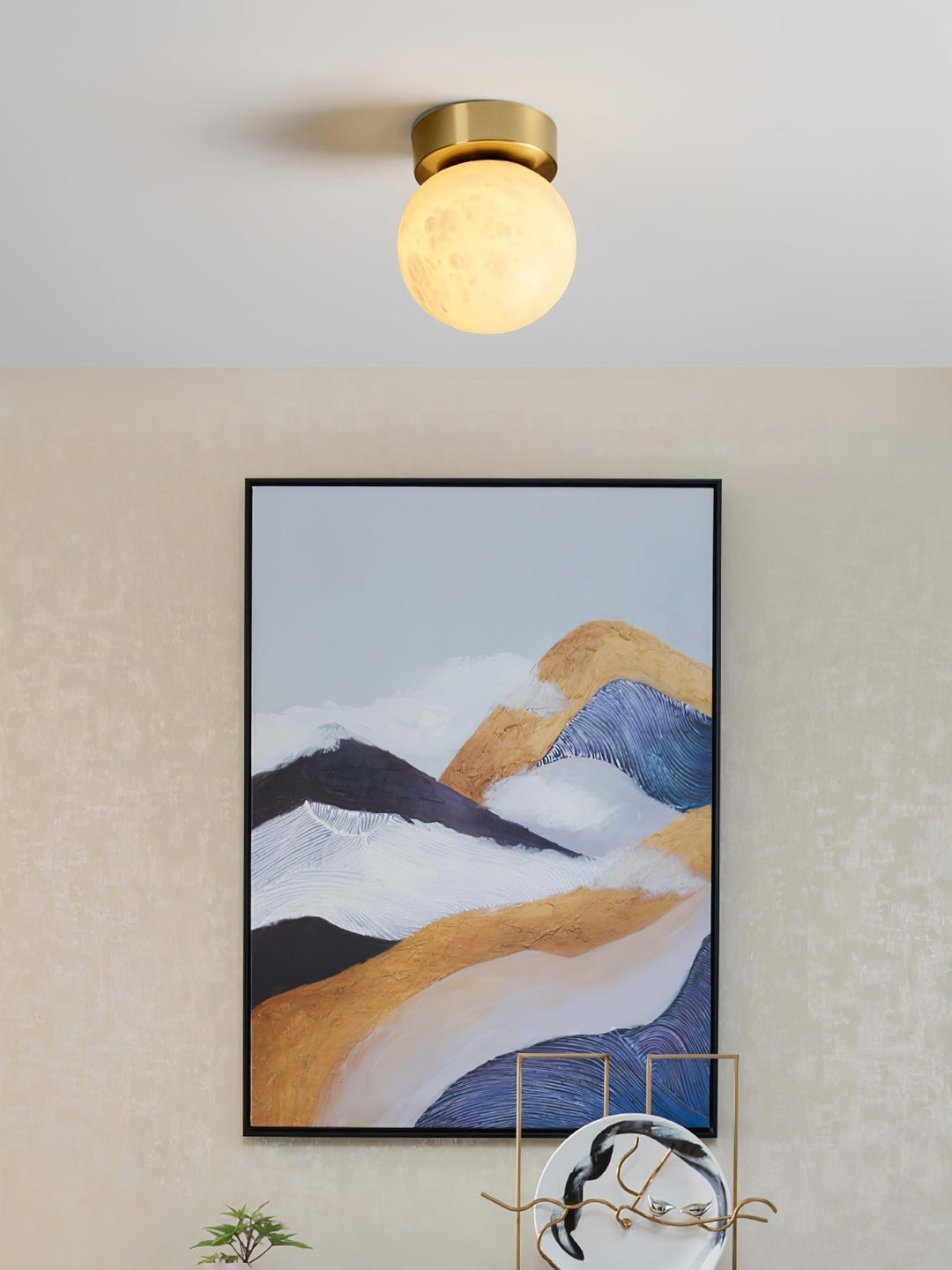 Moon Alabaster Taklampa - Elegant Messing &amp; Alabast Design