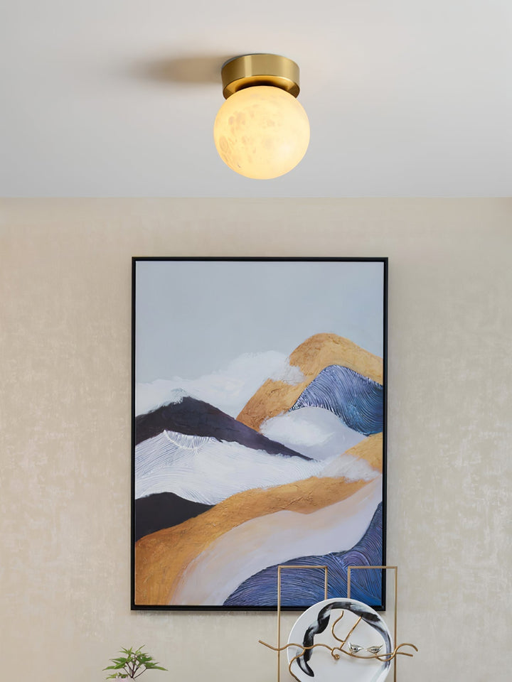 Moon Alabaster Taklampa - Elegant Messing &amp; Alabast Design