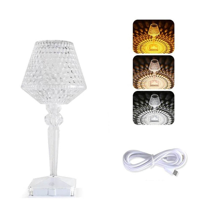 Elegant Uppladdningsbar Krystall Bordslampa för Stemningsfull Belysning
