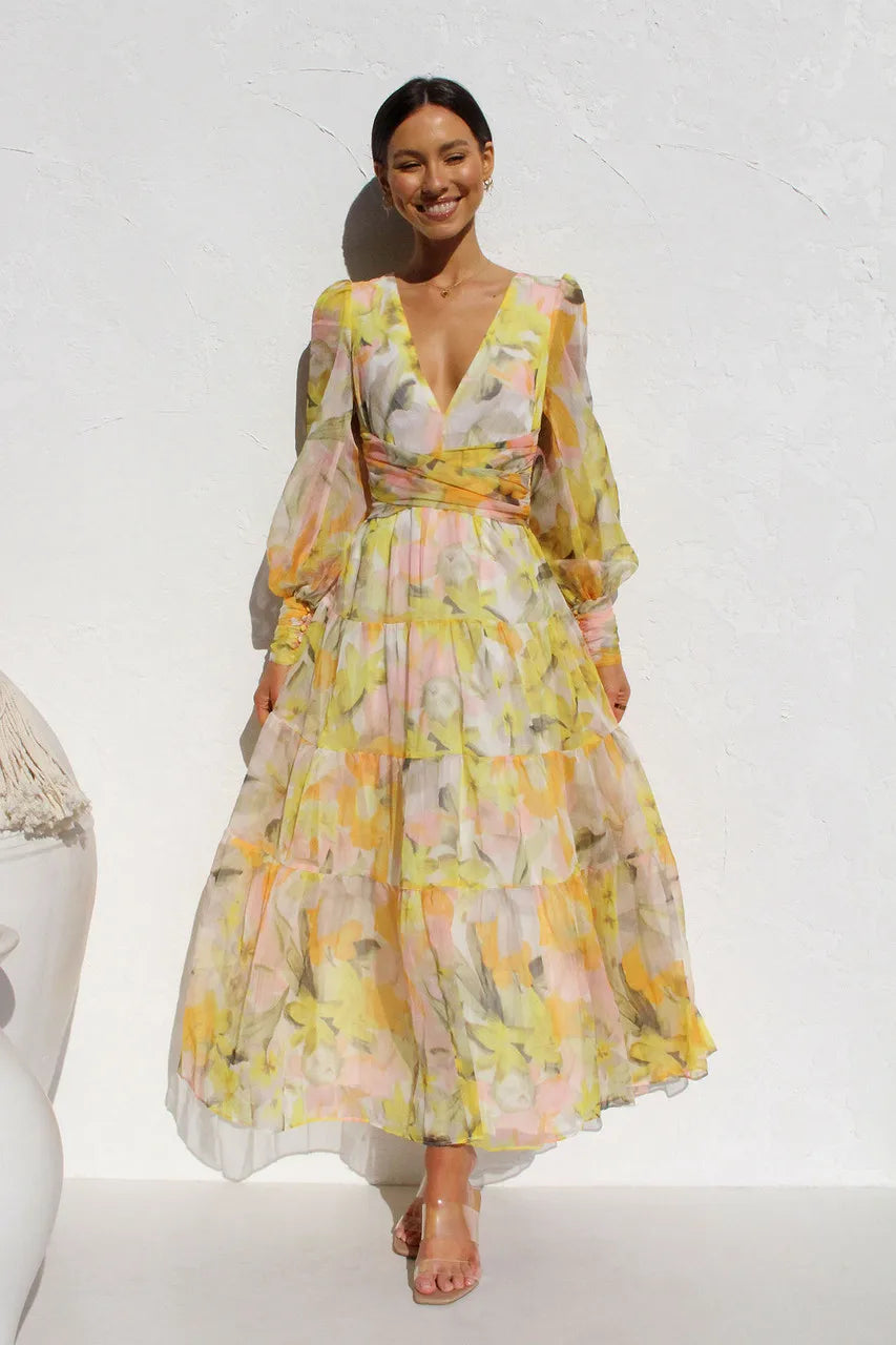 Elegant Kvinna Chiffon Maxiklänning