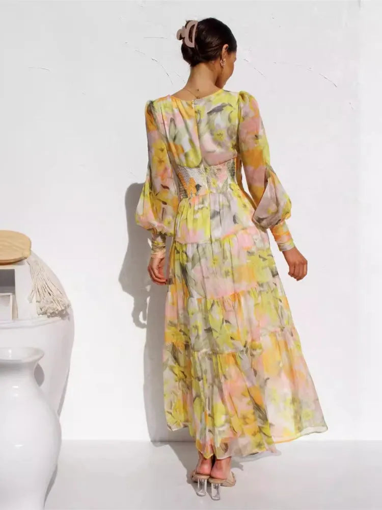 Elegant Kvinna Chiffon Maxiklänning