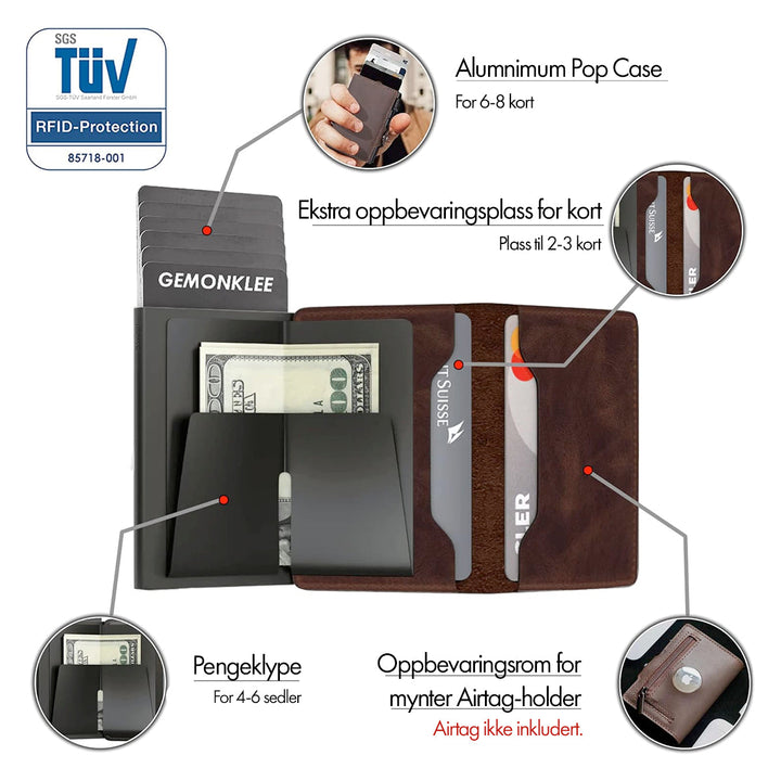 RFID Kredittkortholder med Doble Pop-Up Kortholdere