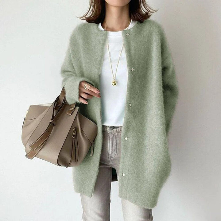 Dam Stickad Cardigan med Knappelukking