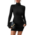 Kvinnor Långärmad Rullekrage Bodycon Klänning – Elegant Passform för Varje Tillfälle