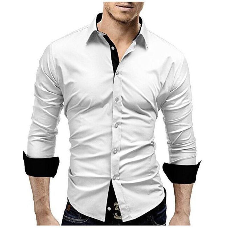 Elegant Långärmad Slim Fit Skjorta för Män