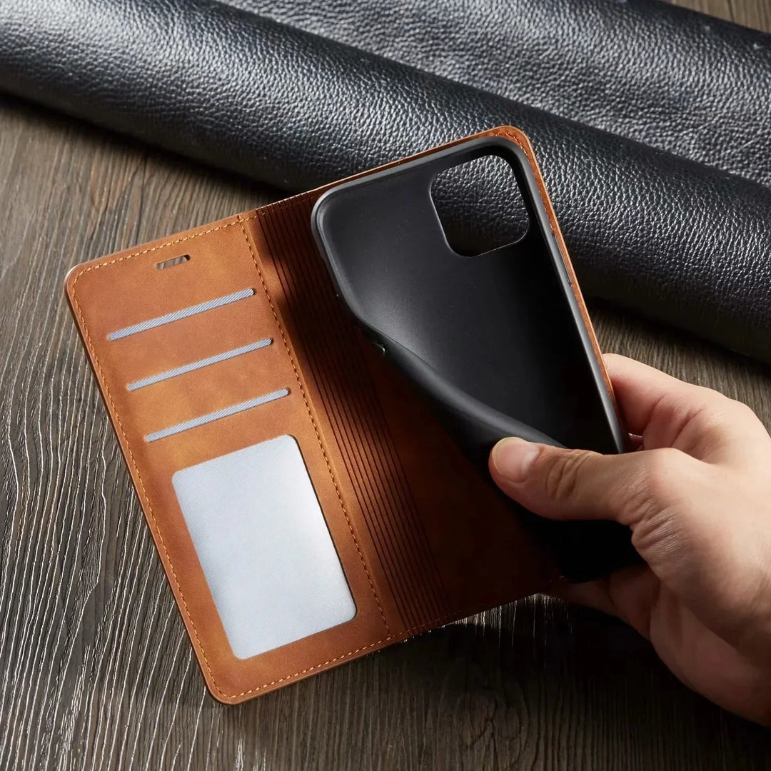 Magnetisk iPhone-deksel i Premium Läder för Män och Kvinnor
