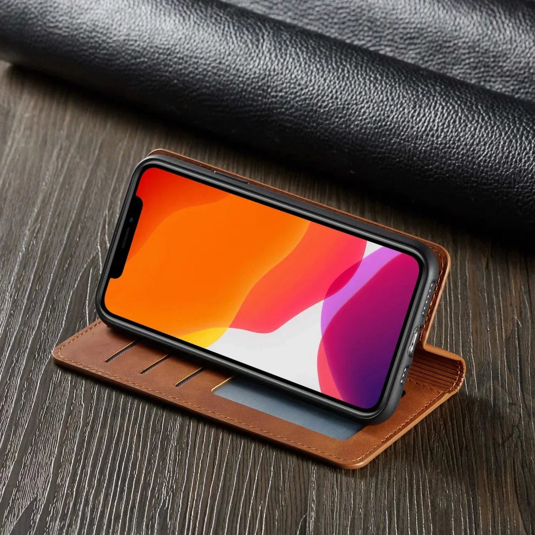 Magnetisk iPhone-deksel i Premium Läder för Män och Kvinnor