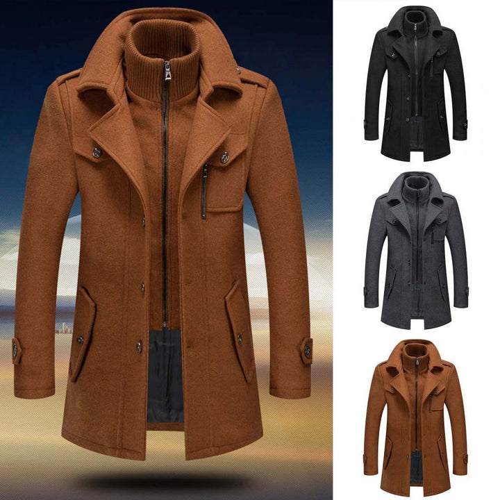 Herr Tvådelad Vinterfrakke – Varm och Elegant för Kalla Dagar