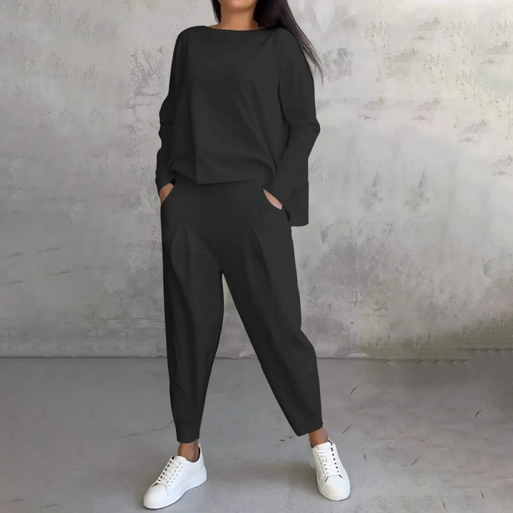 Dam Elegant Tvådelad Set för Komfort och Stil