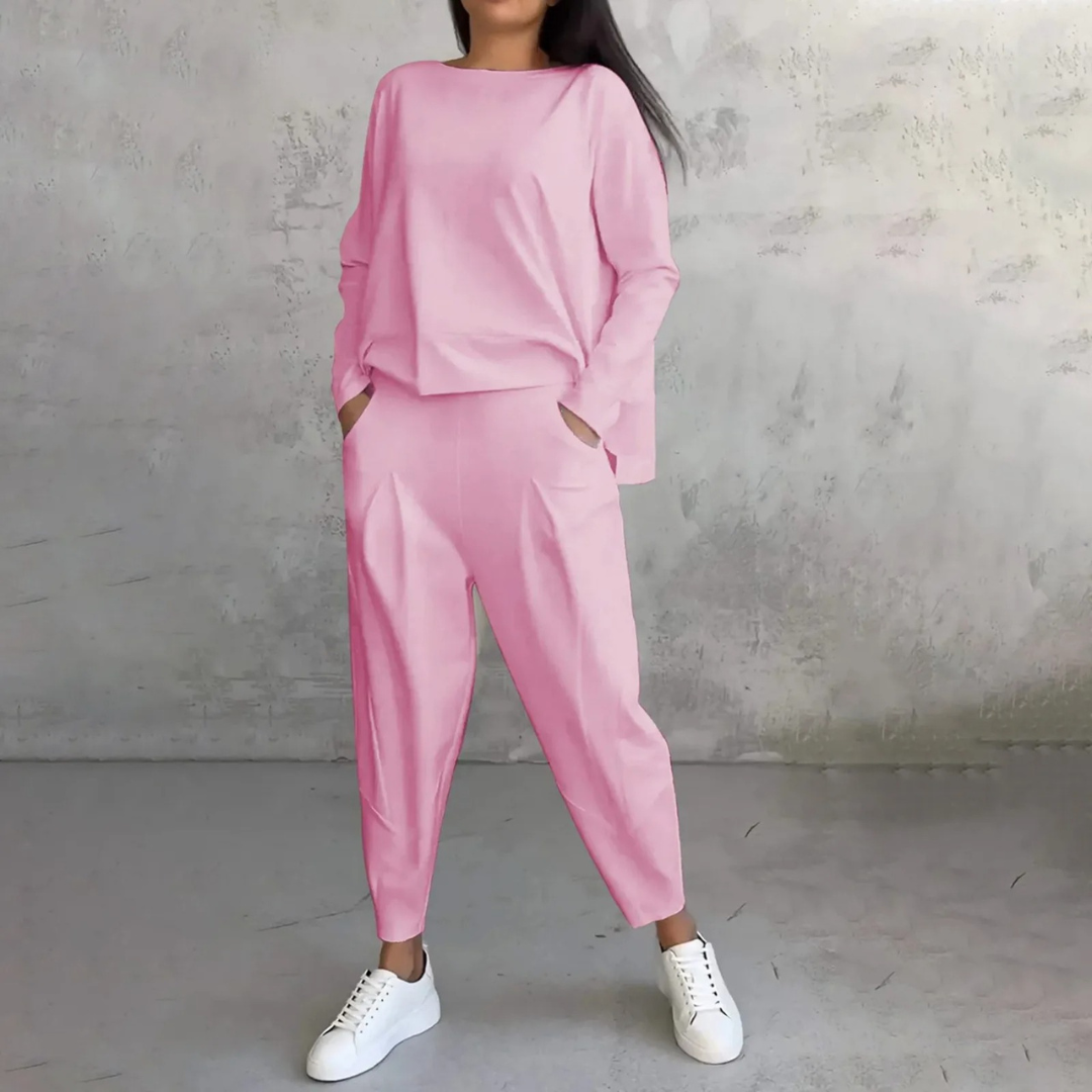 Dam Elegant Tvådelad Set för Komfort och Stil
