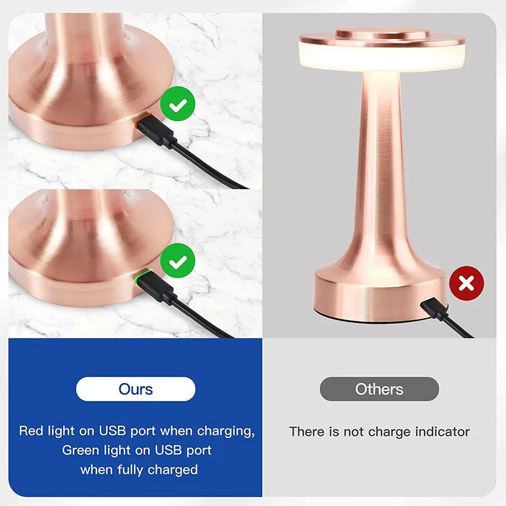 Elegant Trådlös Bordslampa med Dimmbart Ljus