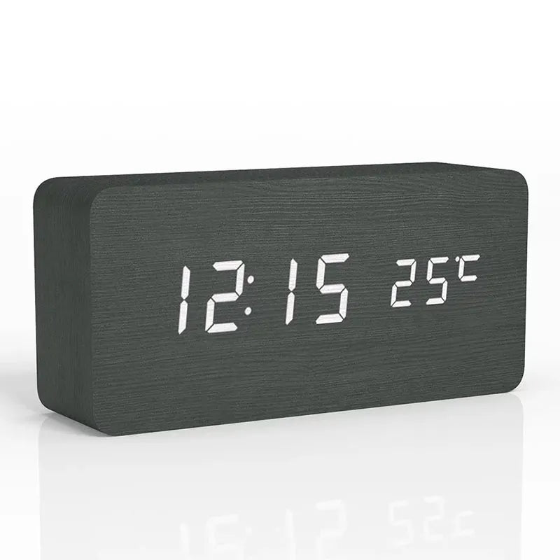 Trä LED Digitalt Vekkerklokke - Stilfull med Temperaturvisning