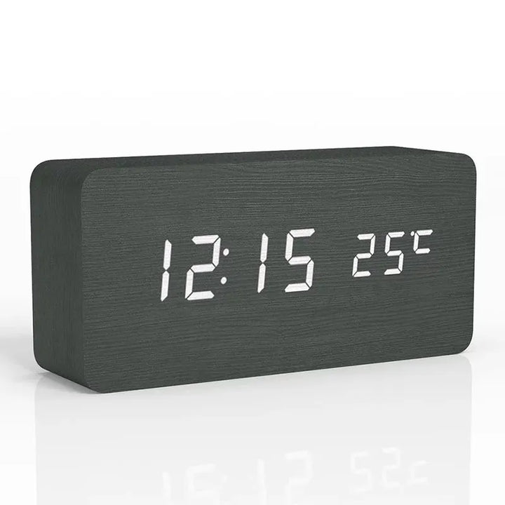 Trä LED Digitalt Vekkerklokke - Stilfull med Temperaturvisning