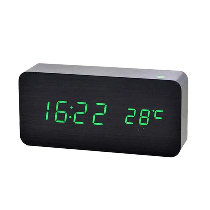 Trä LED Digitalt Vekkerklokke - Stilfull med Temperaturvisning