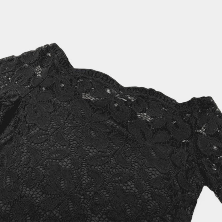 Dam Utringet Topp med Blonde – Elegant Långärmad och Bekväm