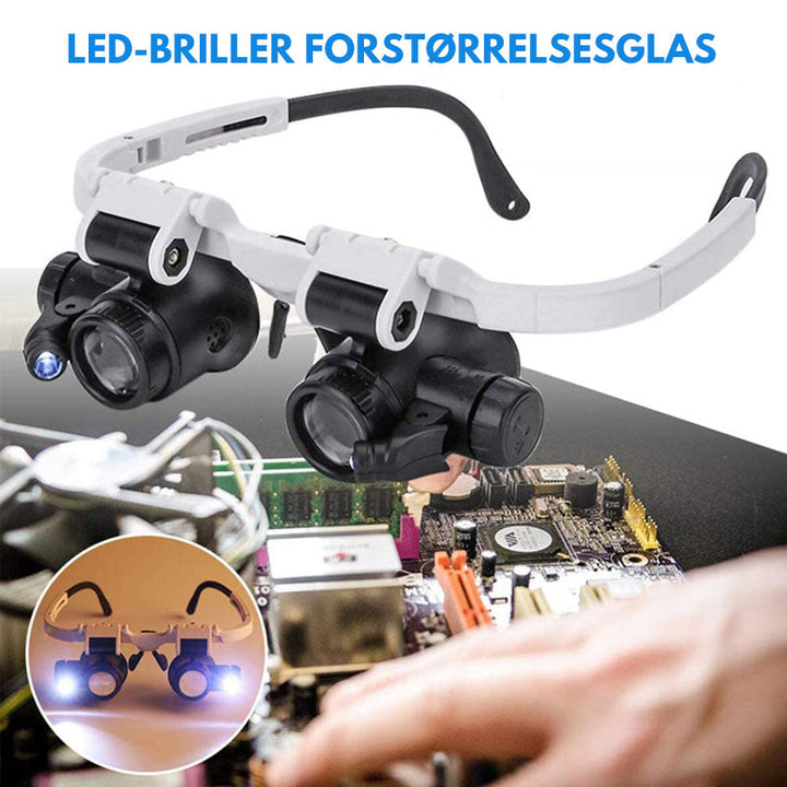 LED-briller med Forstörrelsesglass och Justerbara Linser