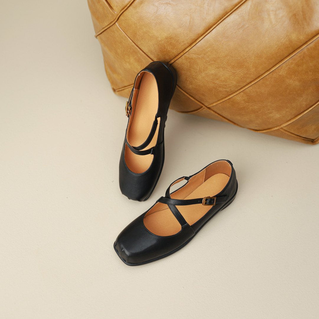 Elegant Dam Mary Jane Ballerina - Krysserem - Komfort