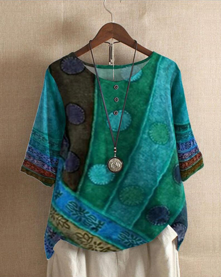 Olivia™ Relax Topp med vintage boho-tryck