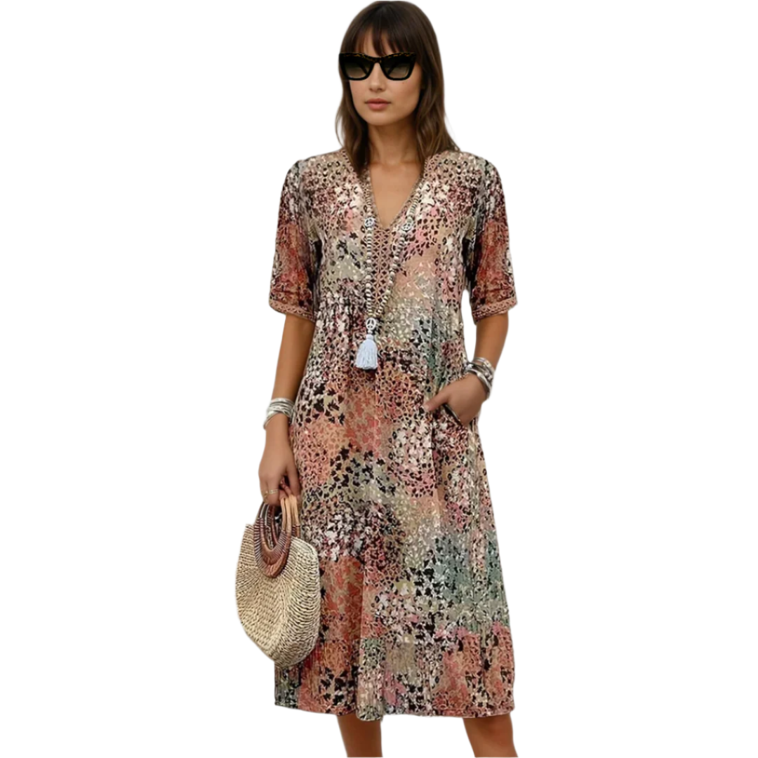 Kvinna Boho Chic Midt-längd Klänning