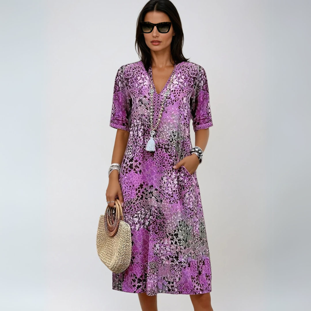 Kvinna Boho Chic Midt-längd Klänning