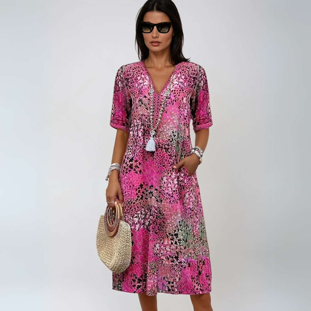Kvinna Boho Chic Midt-längd Klänning