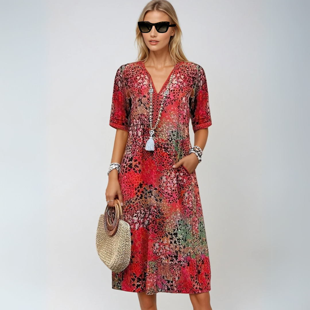 Kvinna Boho Chic Midt-längd Klänning