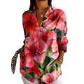 Dam Vintage Blus i Fargerikt Design