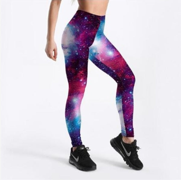 Dam 3D Galaxy Leggings – Utforsk Kosmisk Stil