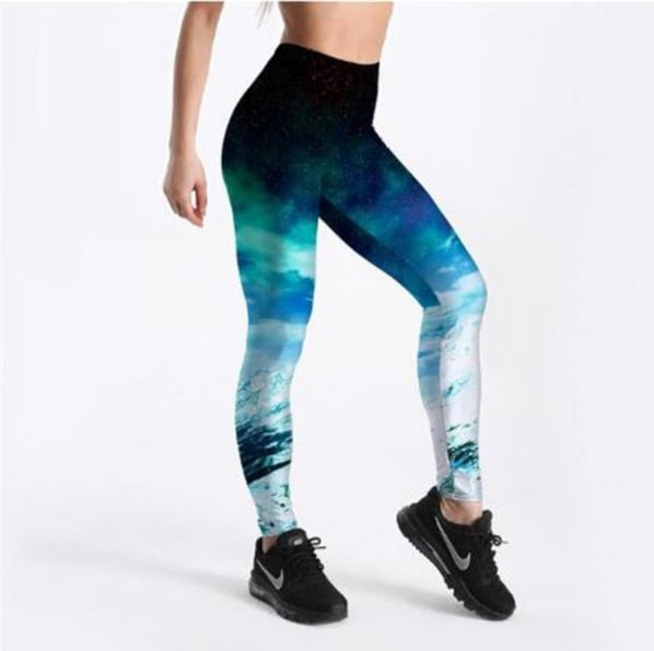 Dam 3D Galaxy Leggings – Utforsk Kosmisk Stil