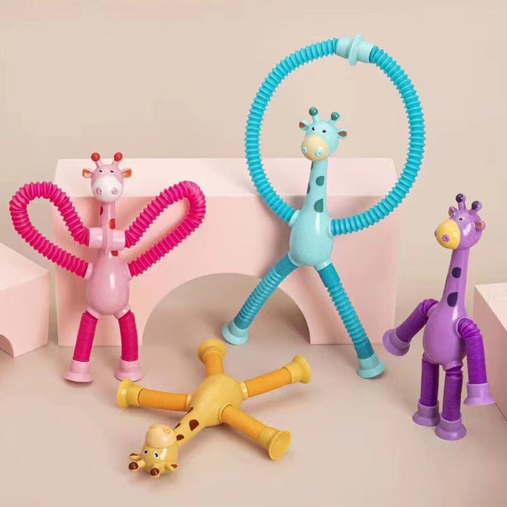 Teleskopisk Sugekopp Giraff - Färgglad och Moro Gaveleke