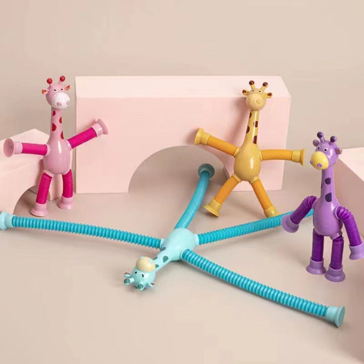 Teleskopisk Sugekopp Giraff - Färgglad och Moro Gaveleke