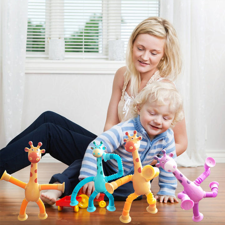 Teleskopisk Sugekopp Giraff - Färgglad och Moro Gaveleke