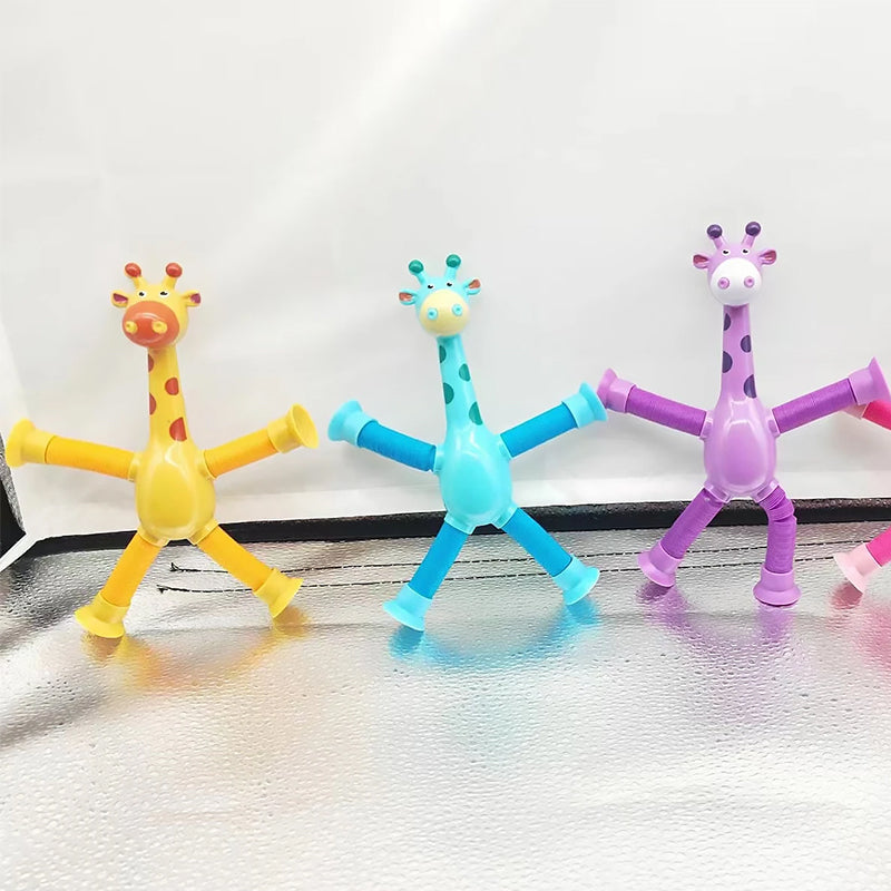 Teleskopisk Sugekopp Giraff - Färgglad och Moro Gaveleke