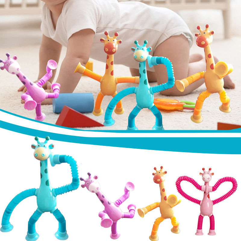 Teleskopisk Sugekopp Giraff - Färgglad och Moro Gaveleke