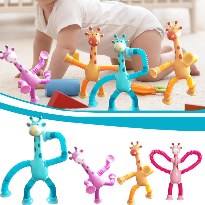 Teleskopisk Sugekopp Giraff - Färgglad och Moro Gaveleke