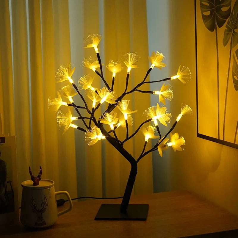 Björk Fiberoptisk Blomlampe - Elegant Design | USB &amp; Batteri