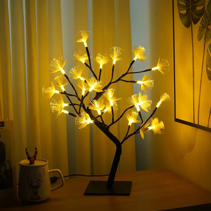 Björk Fiberoptisk Blomlampe - Elegant Design | USB &amp; Batteri